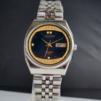 Vintage 1983 Original Citizen Automatic 8200 Black Face 21 Jewels Day-Date Japanese Men's Wrist Watch EA42