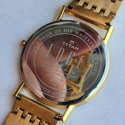 Original TITAN EDGE 1595WAA34 Round Black Face 38MM Case Men's Watch H84