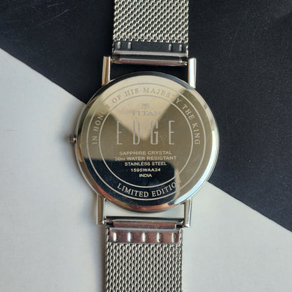 Original TITAN EDGE 1595WAA34 Round White Face 38MM Case Men's Watch H88