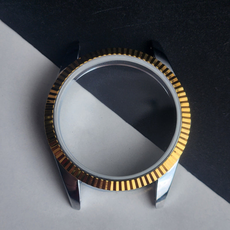 New Replacement Two Tone Case for Seiko 6309/6319/6349 With Exhibition Back Fluted Bezel Case Stainless Steel Back H91
