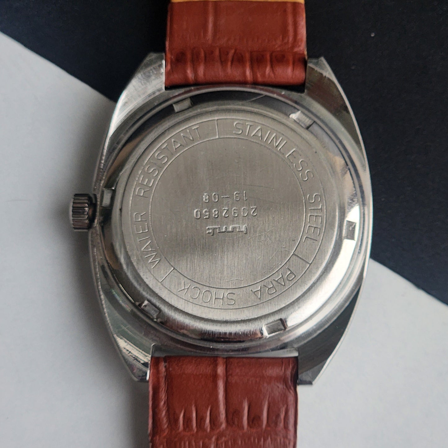 Vintage Original HMT Vijay Hand Winding 17 Jewels Silver Face Tan Leather Strap Men's Wrist Watch I16