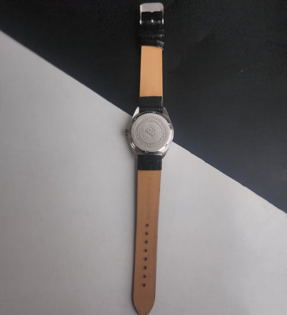 Vintage Original HMT Janata Hand Winding 17 Jewels White Face Black Leather Strap Men's Wrist Watch I18