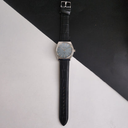 Vintage Original HMT Sandeep Hand Winding 17 Jewels Grey Face Black Leather Strap Men's Wrist Watch I19