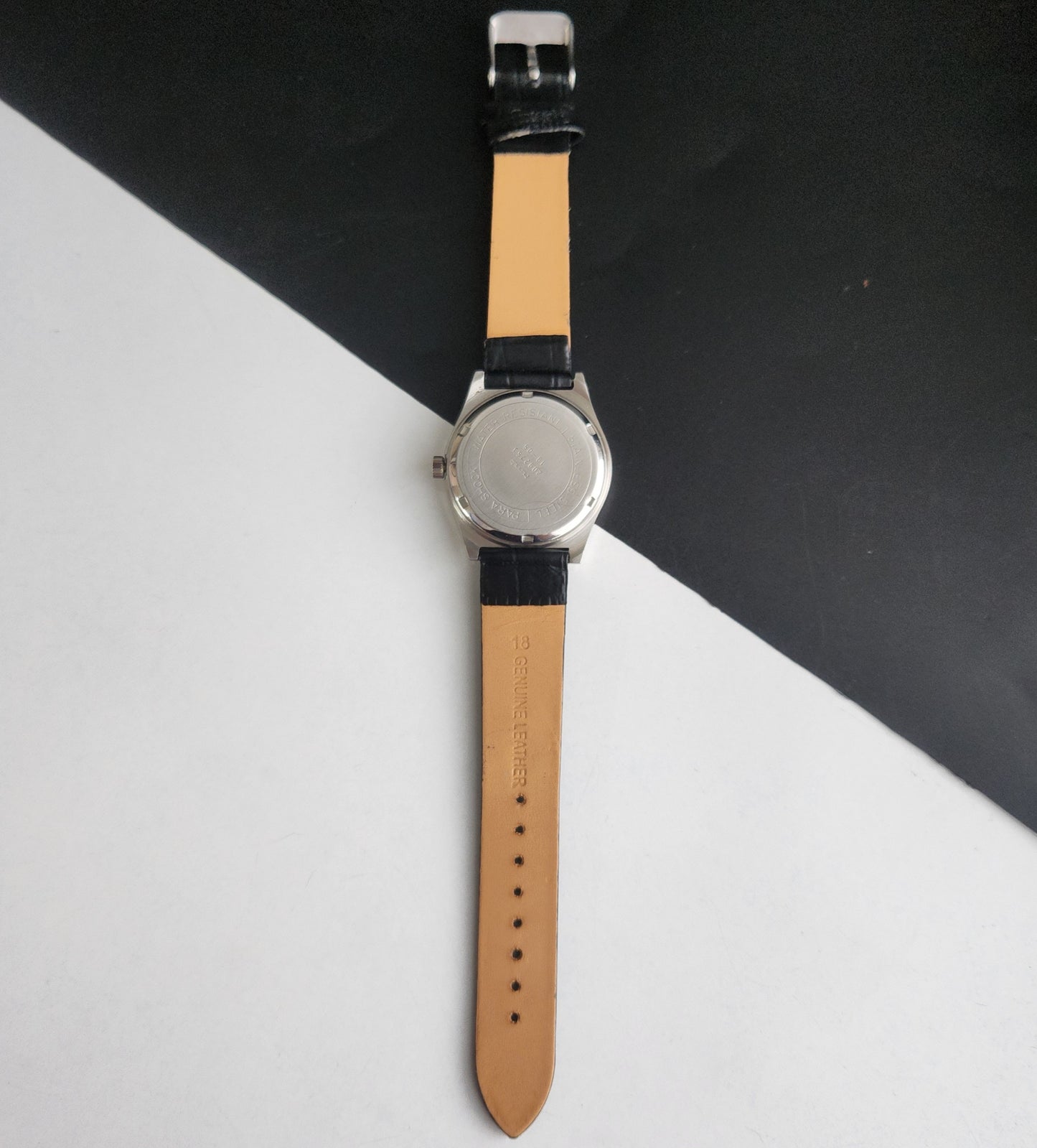 Vintage Original HMT Sandeep Hand Winding 17 Jewels Grey Face Black Leather Strap Men's Wrist Watch I19