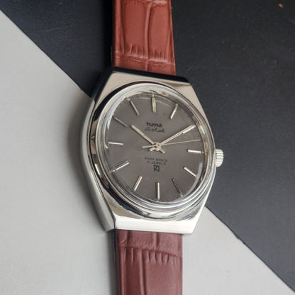 Vintage Original HMT Ashok Hand Winding 17 Jewels Grey Face Tan Leather Strap Men's Wrist Watch I21