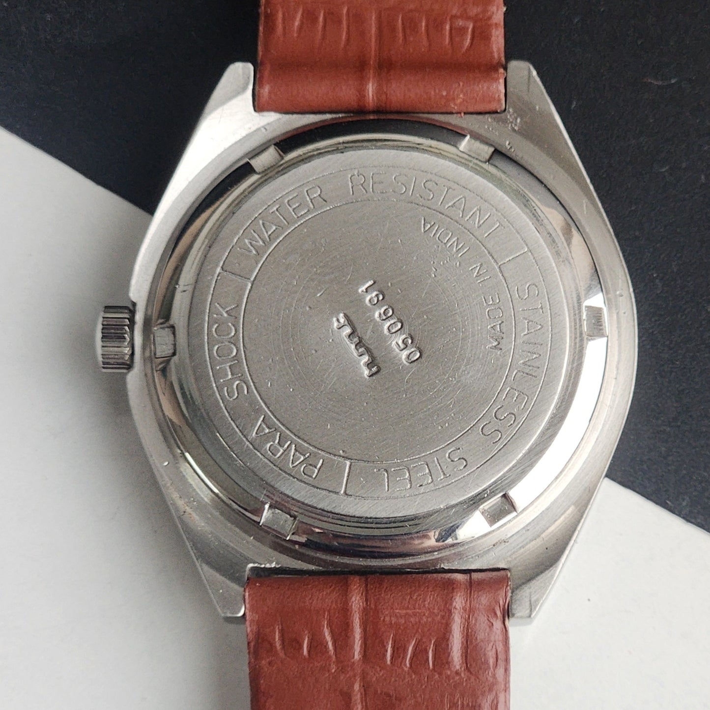 Vintage Original HMT Ashok Hand Winding 17 Jewels Grey Face Tan Leather Strap Men's Wrist Watch I21