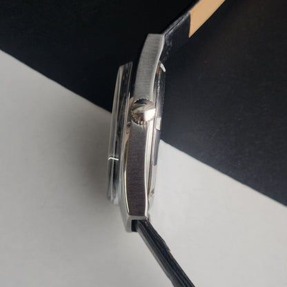 Vintage Original HMT Chetak Hand Winding 17 Jewels Navy Blue Face Black Leather Strap Men's Wrist Watch I23