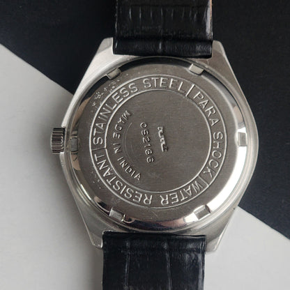 Vintage Original HMT Chetak Hand Winding 17 Jewels Navy Blue Face Black Leather Strap Men's Wrist Watch I23