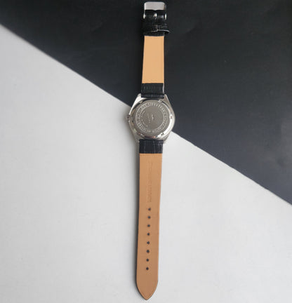 Vintage Original HMT Chetak Hand Winding 17 Jewels Navy Blue Face Black Leather Strap Men's Wrist Watch I23