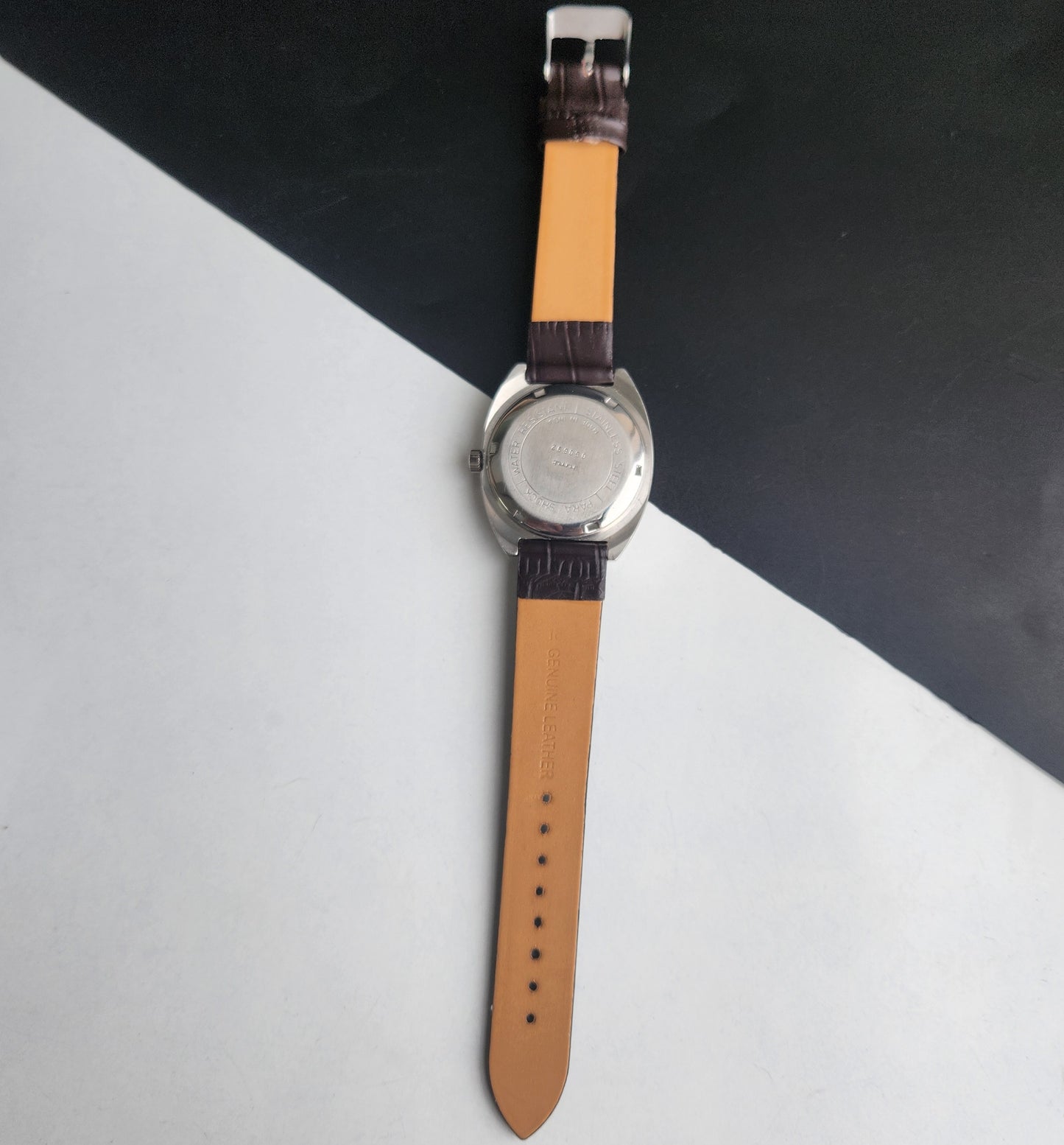 Vintage Original HMT Chethan Hand Winding 17 Jewels Golden Face Brown Leather Strap Men's Wrist Watch I25