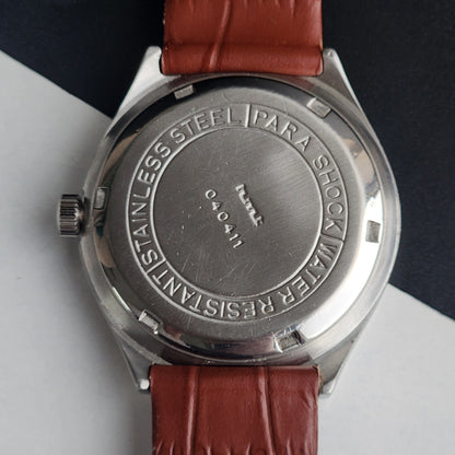 Vintage Original HMT Rohit Hand Winding 17 Jewels Off White Face Tan Leather Strap Men's Wrist Watch I27
