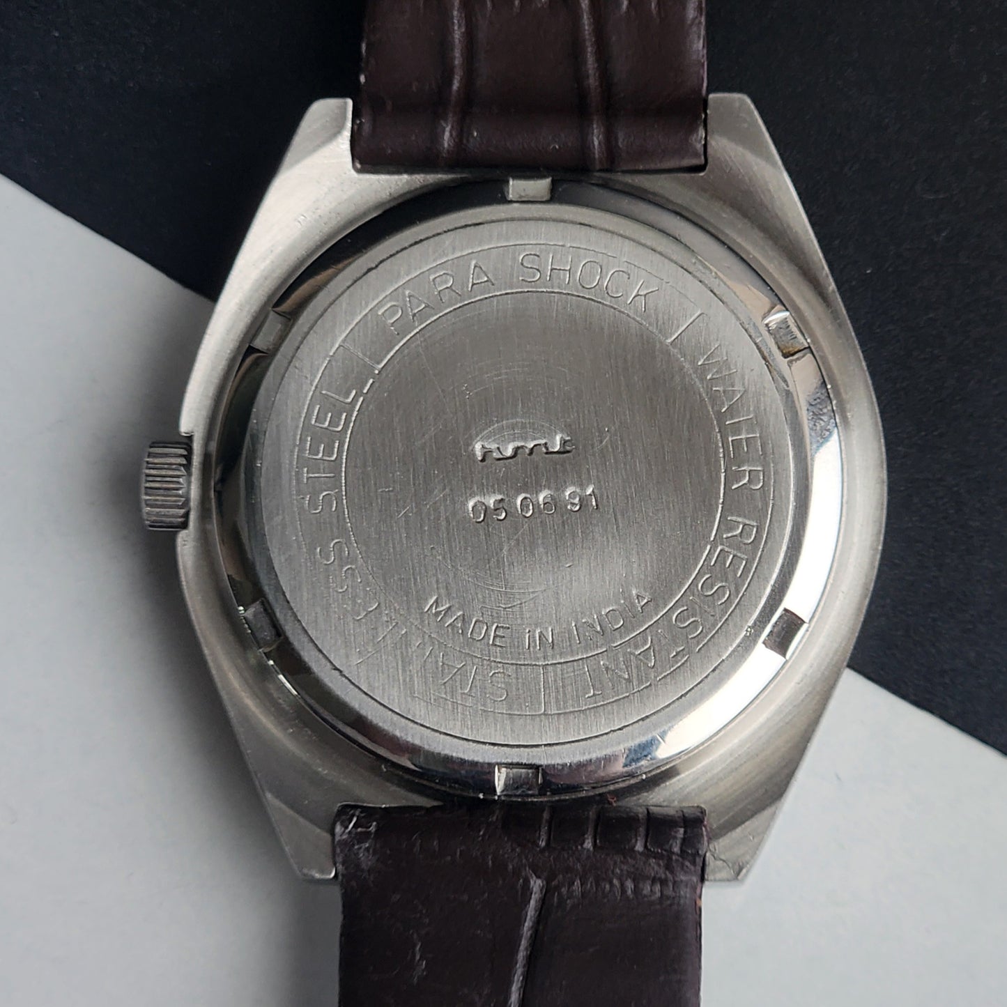 Vintage Original HMT Abhishek Hand Winding 17 Jewels Grey Face Brown Leather Strap Men's Wrist Watch I30