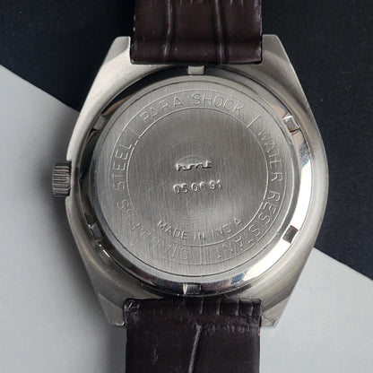 Vintage Original HMT Abhishek Hand Winding 17 Jewels Grey Face Brown Leather Strap Men's Wrist Watch I30