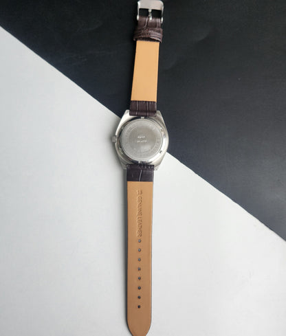 Vintage Original HMT Abhishek Hand Winding 17 Jewels Grey Face Brown Leather Strap Men's Wrist Watch I30