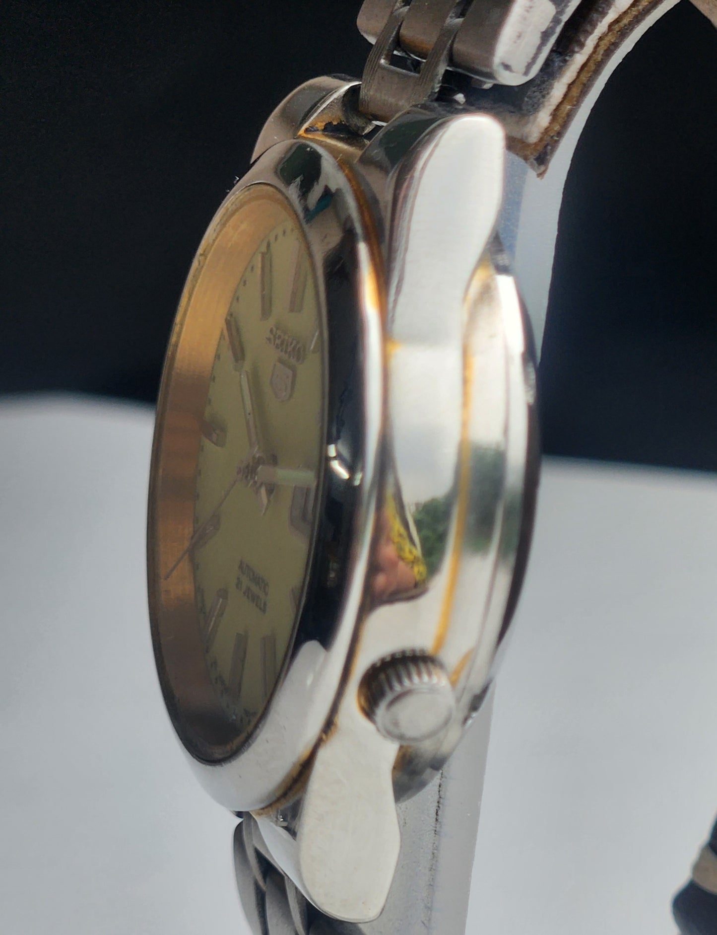 Vintage Original Seiko 5 Automatic 7S26-02L0 Lume Face 21 Jewels With Exhibition Back Day-Date Japanese Men's Wrist Watch I48