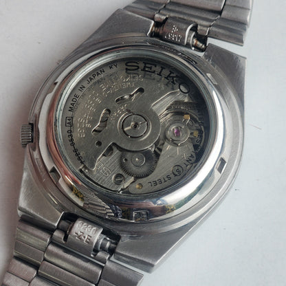 Vintage Original Seiko 5 Automatic 7S26-0530 Black Face 21 Jewels With Exhibition Back Day-Date Japanese Men's Wrist Watch I51