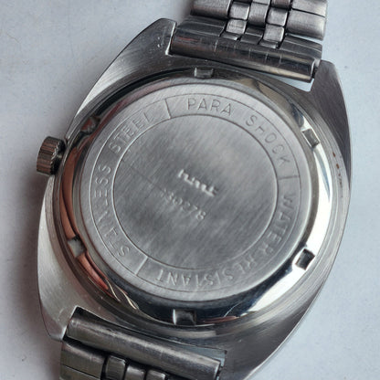 Vintage Original HMT Vijay Hand Winding 17 Jewels Silver Face Jubilee Bracelet Date Men's Wrist Watch I37