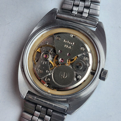 Vintage Original HMT Vijay Hand Winding 17 Jewels Silver Face Jubilee Bracelet Date Men's Wrist Watch I37