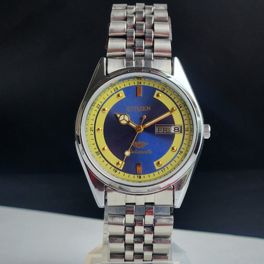 Vintage Mod Citizen 8200 Automatic 21 Jewels Blue Face Day-Date Jubilee Bracelet I80