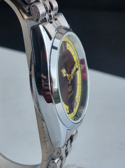 Vintage Mod Citizen 8200 Automatic 21 Jewels Brown Face Day-Date Jubilee Bracelet I81