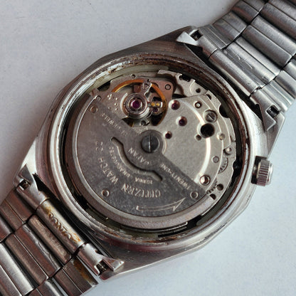 Vintage 1983 Original Citizen Automatic 8200 Grey/Black Face 21 Jewels Day-Date Japanese Men's Wrist Watch IN03