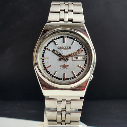 Vintage 1980 Original Citizen Automatic 8200 Grey Face 21 Jewels Day-Date Japanese Men's Wrist Watch IN06