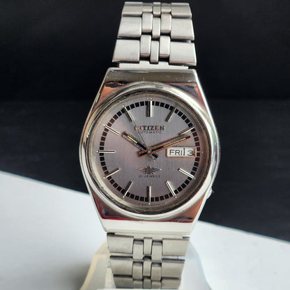Vintage 1980 Original Citizen Automatic 8200 Grey Face 21 Jewels Day-Date Japanese Men's Wrist Watch IN06