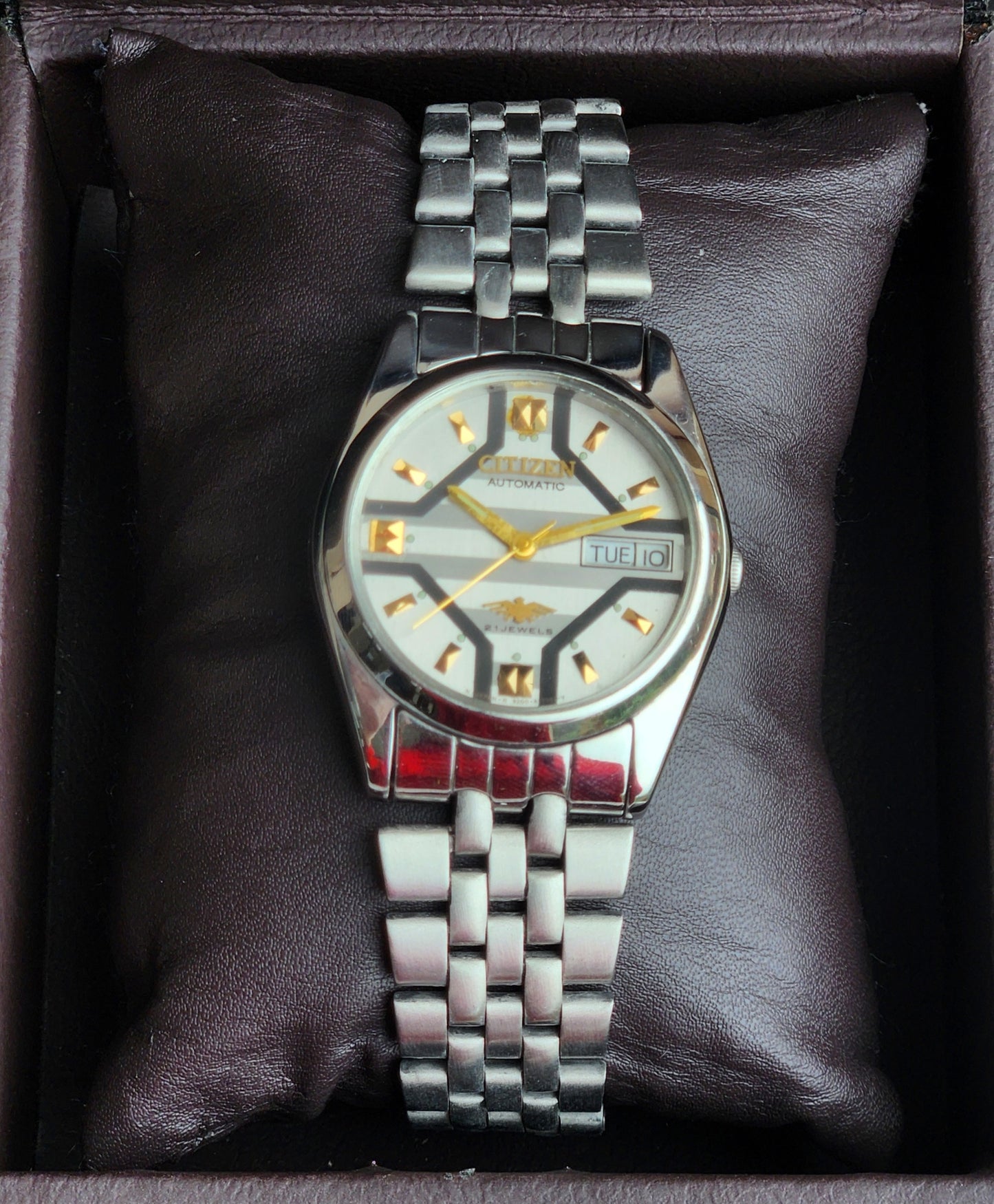 Vintage 1978 Original Citizen Automatic 8200 Grey Face 21 Jewels Day-Date Japanese Men's Wrist Watch IN07