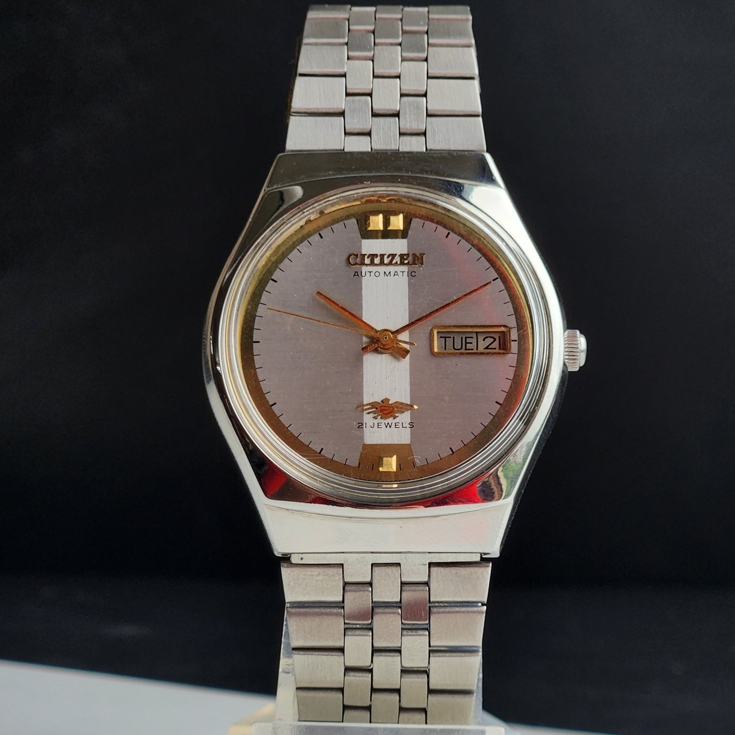 Vintage 1974 Original Citizen Automatic 8200 Silver Face 21 Jewels Day-Date Japanese Men's Wrist Watch IN08
