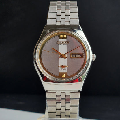 Vintage 1974 Original Citizen Automatic 8200 Silver Face 21 Jewels Day-Date Japanese Men's Wrist Watch IN08