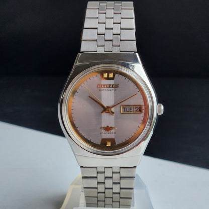 Vintage 1974 Original Citizen Automatic 8200 Silver Face 21 Jewels Day-Date Japanese Men's Wrist Watch IN08