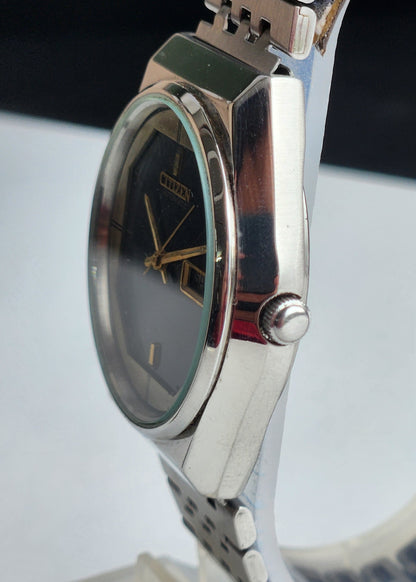 Vintage 1980 Original Citizen Automatic 8200 Black Face 21 Jewels Day-Date Japanese Men's Wrist Watch IN11