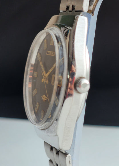 Vintage 1977 Original Citizen Automatic 8200 Black Face 21 Jewels Day-Date Japanese Men's Wrist Watch IN19