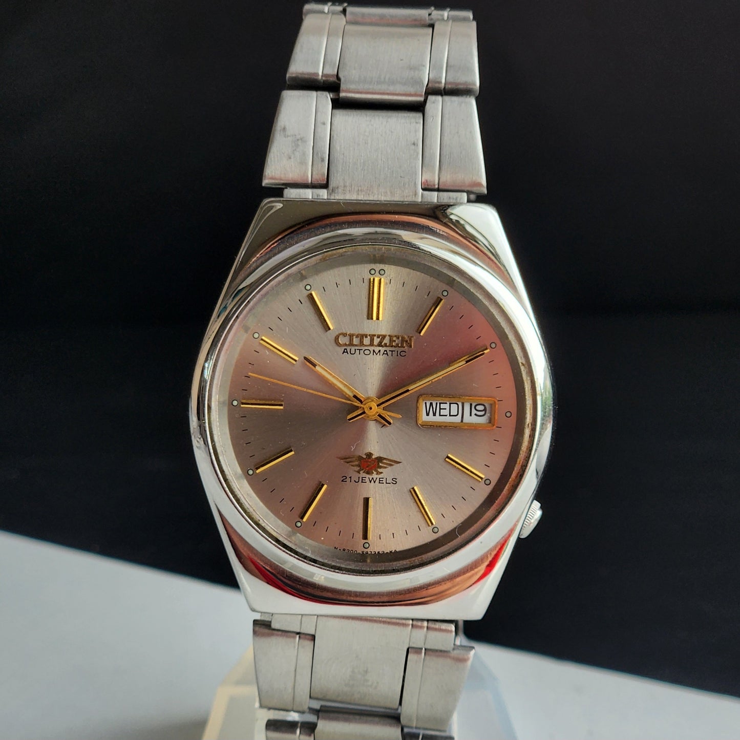 Vintage 1976 Original Citizen Automatic 8200 Silver Face 21 Jewels Day-Date Japanese Men's Wrist Watch IN20