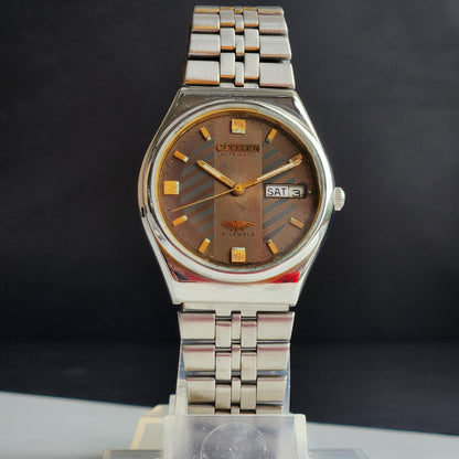 Vintage 1979 Original Citizen Automatic 8200 Brown Face 21 Jewels Day-Date Japanese Men's Wrist Watch IN24