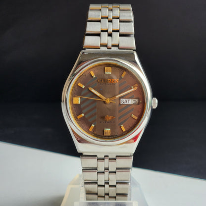 Vintage 1979 Original Citizen Automatic 8200 Brown Face 21 Jewels Day-Date Japanese Men's Wrist Watch IN24