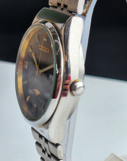 Vintage 1979 Original Citizen Automatic 8200 Brown Face 21 Jewels Day-Date Japanese Men's Wrist Watch IN24