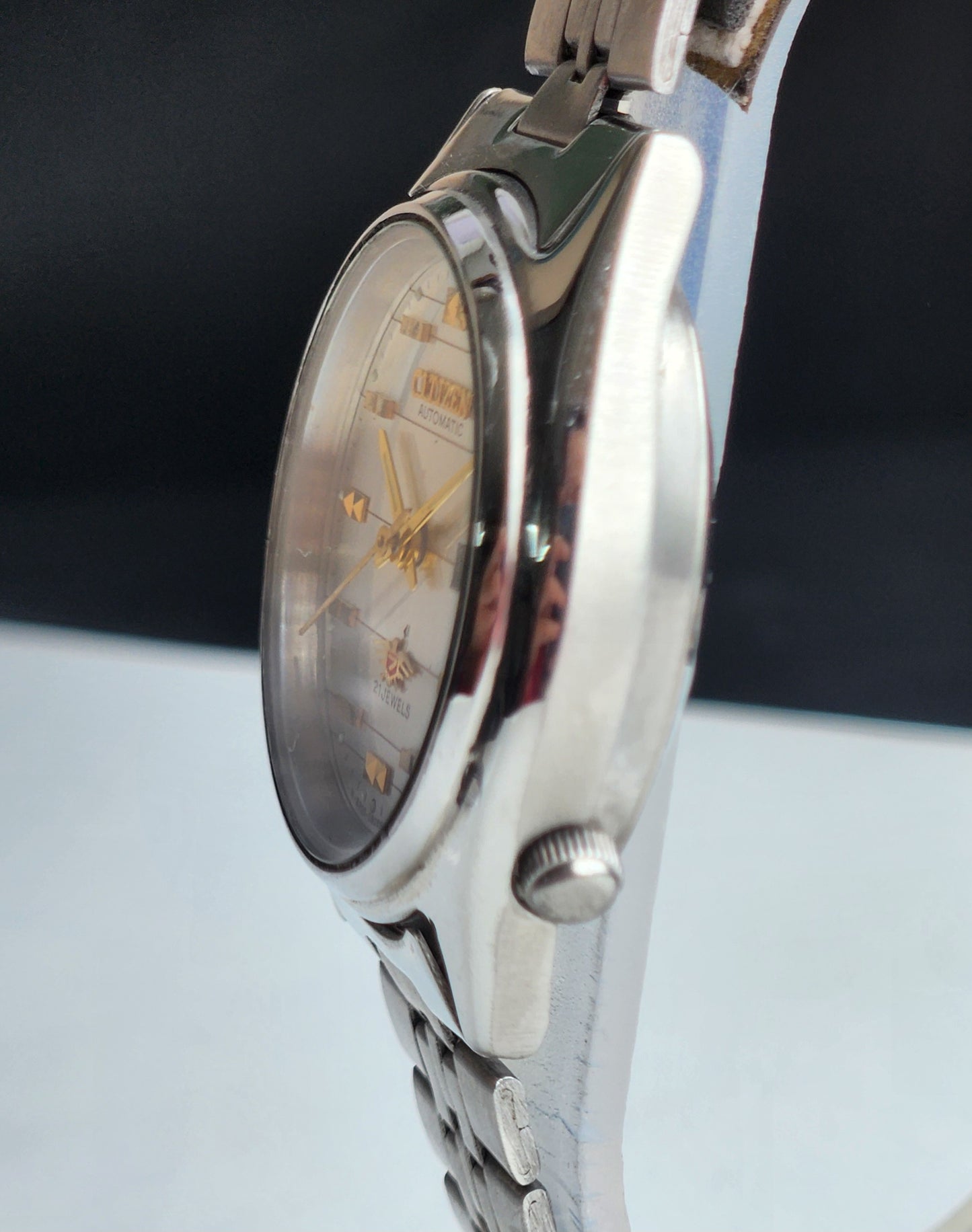 Vintage 1983 Original Citizen Automatic 8200 Silver Face 21 Jewels Day-Date Japanese Men's Wrist Watch IN26