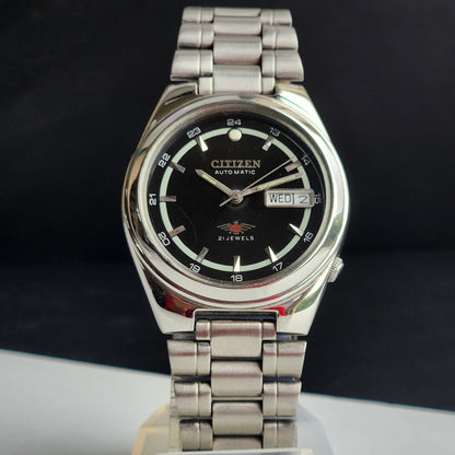 Vintage 1976 Original Citizen Automatic 8200 Black Face 21 Jewels Day-Date Japanese Men's Wrist Watch IN27