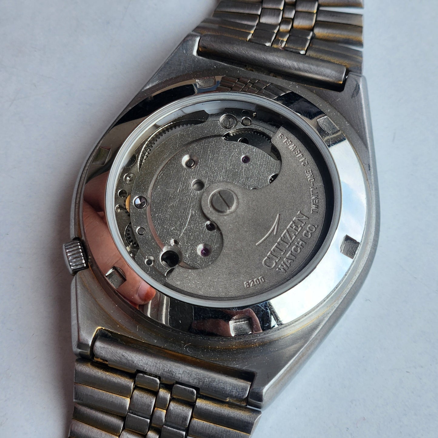 Vintage Original Citizen Automatic 8200 Golden Face 21 Jewels With Exhibition Back Day-Date Japanese Men's Wrist Watch IN34