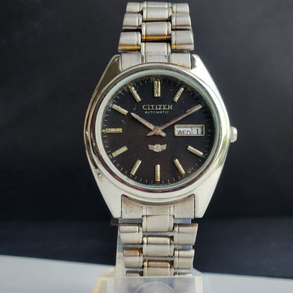 Vintage Original Citizen Automatic 8200 Black Face 21 Jewels With Exhibition Back Day-Date Japanese Men's Wrist Watch IN37