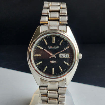 Vintage Original Citizen Automatic 8200 Black Face 21 Jewels With Exhibition Back Day-Date Japanese Men's Wrist Watch IN37