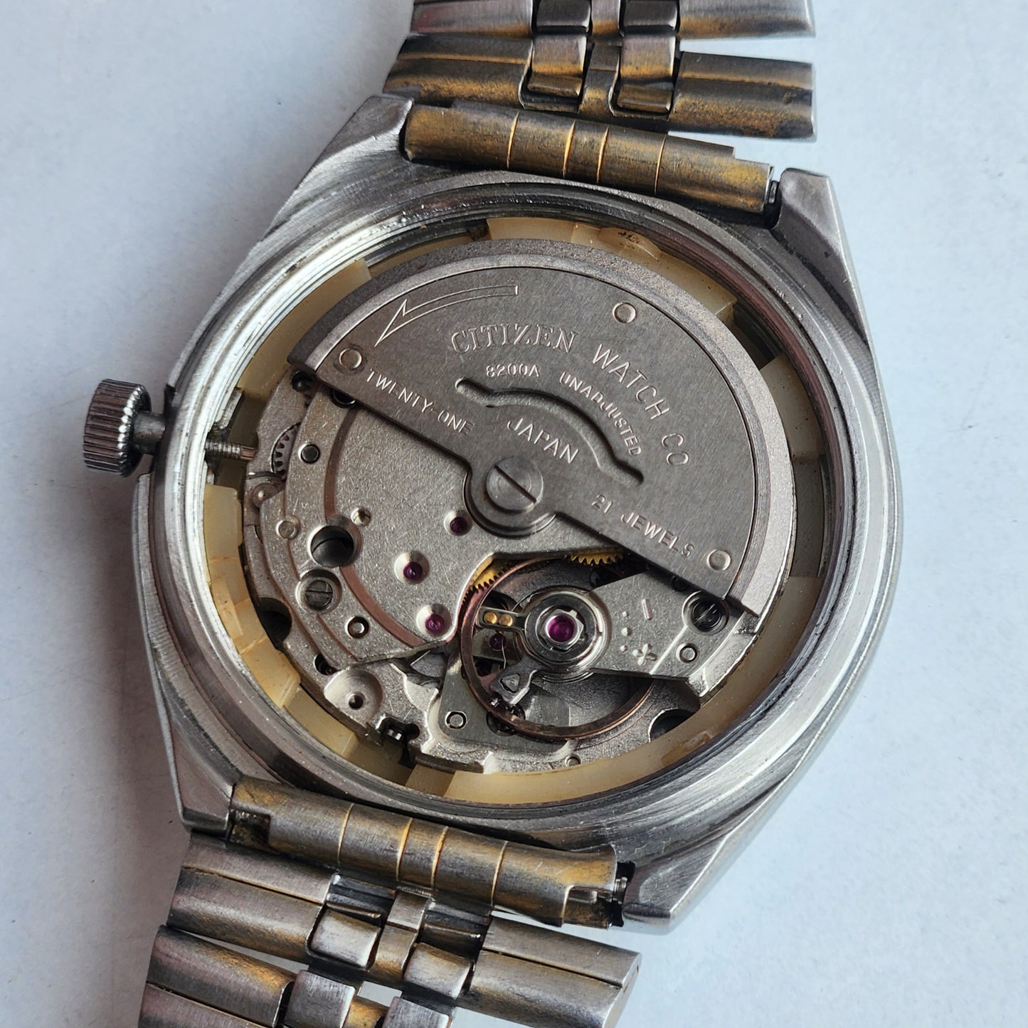 Vintage Original Citizen Automatic 8200 Blue Face 21 Jewels With Exhibition Back Day-Date Japanese Men's Wrist Watch IN38