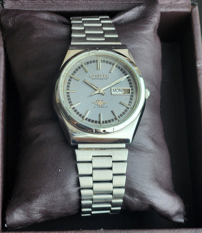 Vintage Original Citizen Automatic 8200 Grey Face 21 Jewels With Exhibition Back Day-Date Japanese Men's Wrist Watch IN39