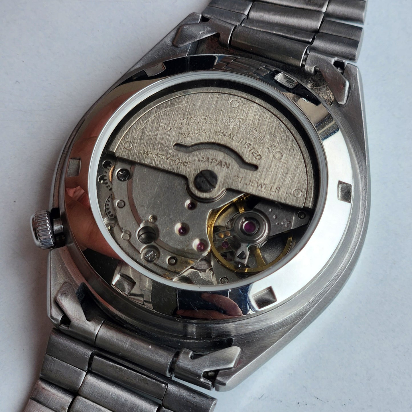 Vintage Original Citizen Automatic 8200 Parrot Green Face 21 Jewels With Exhibition Back Day-Date Japanese Men's Wrist Watch IN41