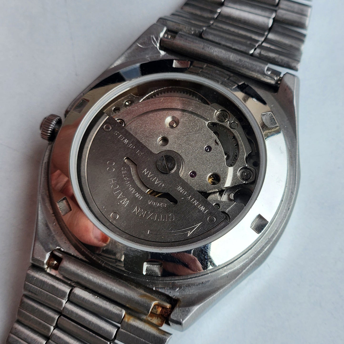 Vintage Original Citizen Automatic 8200 Golden Face 21 Jewels With Exhibition Back Day-Date Japanese Men's Wrist Watch IN42