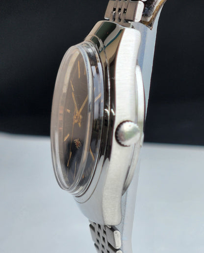 Vintage Original Citizen Automatic 8200 Black Face 21 Jewels With Exhibition Back Day-Date Japanese Men's Wrist Watch IN44
