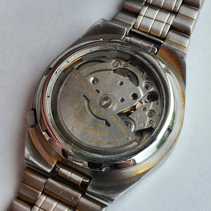 Vintage Original Citizen Automatic 8200 Golden Face 21 Jewels With Exhibition Back Day-Date Japanese Men's Wrist Watch IN45