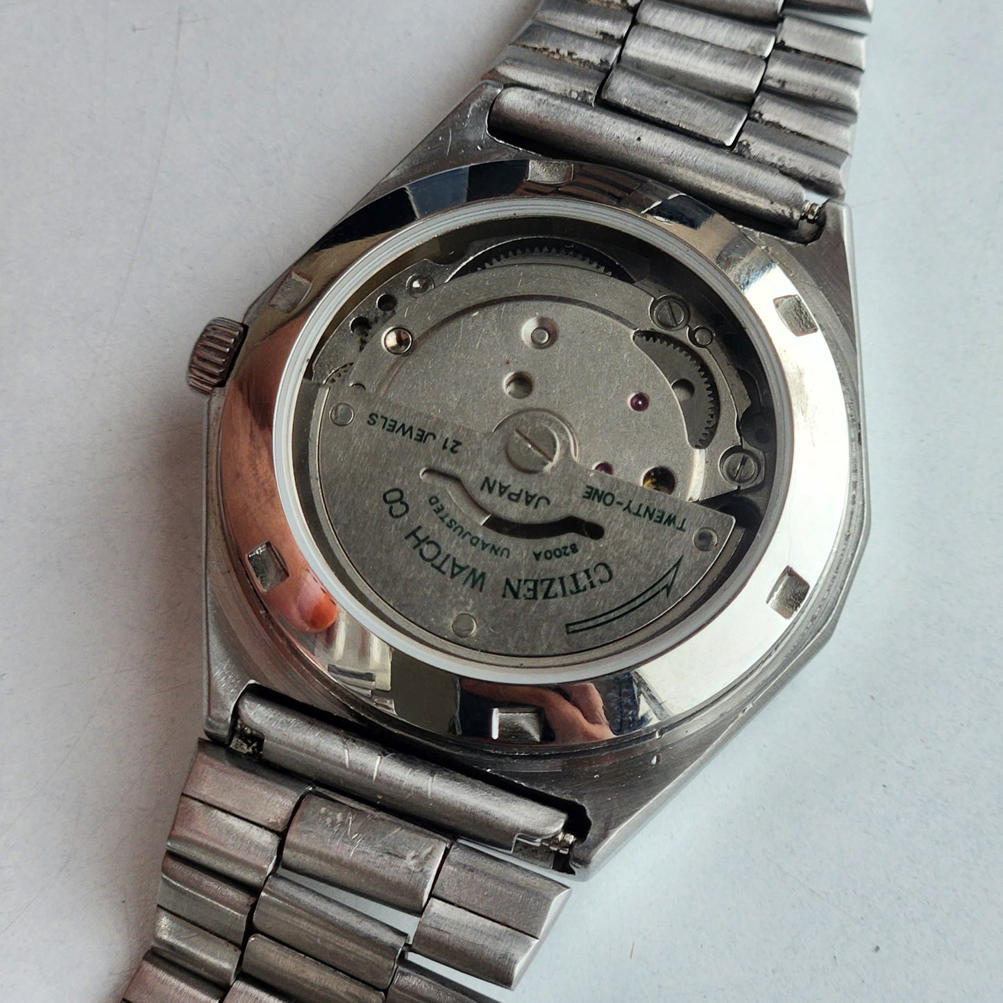 Vintage Original Citizen Automatic 8200 Grey Face 21 Jewels With Exhibition Back Day-Date Japanese Men's Wrist Watch IN46