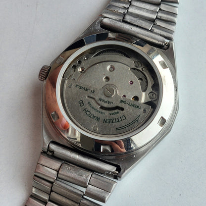 Vintage Original Citizen Automatic 8200 Grey Face 21 Jewels With Exhibition Back Day-Date Japanese Men's Wrist Watch IN46
